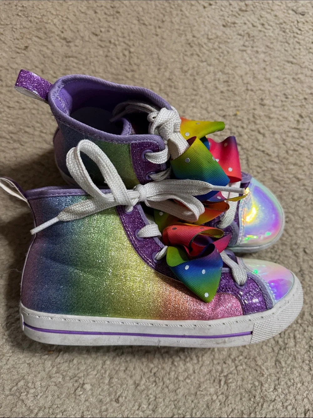 Nickelodeon Jojo Siwa Glitter High-Top Sneakers w Iridescent Toes Girls